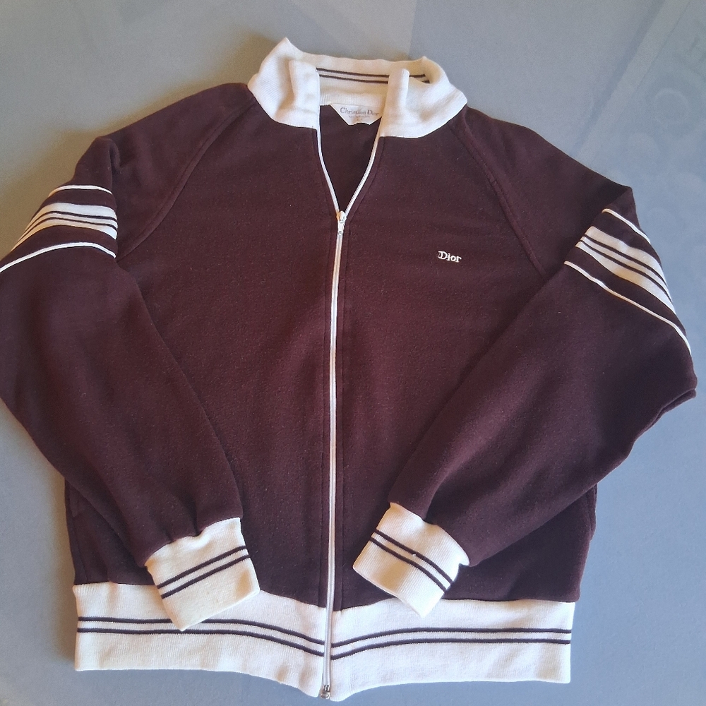 Christian Dior  Burgandy and Ivory Striped Jacket